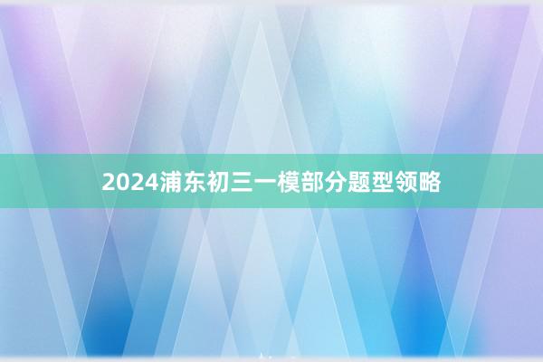 2024浦东初三一模部分题型领略